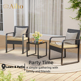 Patio Furniture Set with Coffee Table for Patio, Garden and Bistro - Beige Cushions