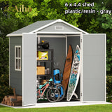 6' x 4.4' Plastic Outdoor Shed for Patio, Backyard, Garden, Patio, Lawn - Gray