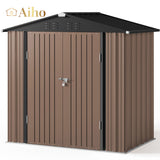 6' x 4' Metal Outdoor Storage Shed with Double Lockable Doors - Green