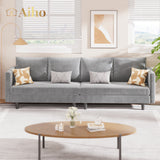 68" L L-shaped Sofa with 4 Comfortable Pillows for Living Room, Apartment, Studio, Office - Light Grey