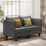 Modular Two-Seater Sofa for Apartment, Dorm Room, Office, Bedroom - Deep Gray