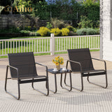 3 piece Patio Furniture Set with Coffee Table for Patio, Garden and Bistro - Black