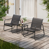 3 piece Patio Furniture Set with Coffee Table for Patio, Garden and Bistro - Black