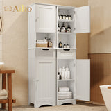 67" Bathroom Storage Cabinet with Acrylic Doors & Open Shelves, Linen Cabinet for Bathroom, Freestanding - White