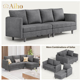 68" L L-shaped Sofa with 4 Comfortable Pillows for Living Room, Apartment, Studio, Office - Dark Grey