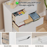 5 Drawer Dresser with Large Storage Capacity and Embedded Handle - White