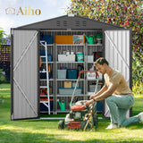 6' x 4' Metal Outdoor Storage Shed with Double Lockable Doors - Light Brown