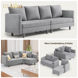 68" L L-shaped Sofa with 4 Comfortable Pillows for Living Room, Apartment, Studio, Office - Light Grey