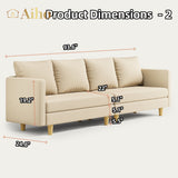 68" L L-shaped Sofa with 4 Comfortable Pillows for Living Room, Apartment, Studio, Office - Beige