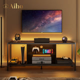 55 "L TV Stand for TVs up to 65", 65 inch TV stand with Storage Shelves for Living Room - Black