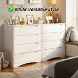 32" H 4 Drawer Dresser with Storage and Handles - White