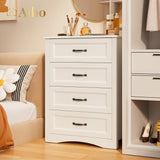 Tall Wood Dresser with Large Drawer & Delicate Handles for Closet, Living Room, Hallway - White