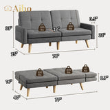 70 "L Futon, Couches and Sofas with Soft Armrest and 3 Comfortable Pillows - Deep Gray