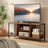 55 "L TV Stand for TVs up to 65", 65 inch TV stand with Storage Shelves for Living Room - Rustic Brown