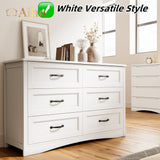 30 "H White Dresser for Bedroom, Double Drawer Dresser, 6 Drawer Dresser for Bedroom, Living Room - White