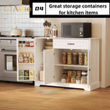 42 " Kitchen Pantry Storage Cabinet with Doors & Drawer & Shelves for Kitchen, Entryway - White