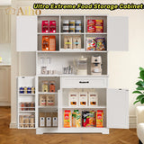 Aiho 67" Kitchen Pantry Storage Cabinet with Doors & Shelves - White