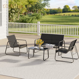 4 piece Patio Furniture Set with Coffee Table for Patio, Garden and Bistro - Black