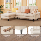 L Shaped Sectional Sofa with Free Combination Sectional Couch for Living Room - Beige