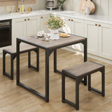 25.6" Dining Table Set for 2, Kitchen Table with 2 Stools, Dining Room Set for Small Spaces - Gray