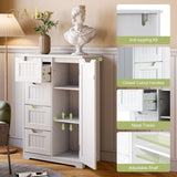 Bathroom Storage Wooden 4 Drawer Cabinet Cupboard 2 Shelves Freestanding - White