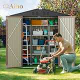 6' x 4' Metal Outdoor Storage Shed with Double Lockable Doors - Green