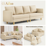 68" L L-shaped Sofa with 4 Comfortable Pillows for Living Room, Apartment, Studio, Office - Beige