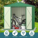 8' x 6' Metal Outdoor Storage Shed with Double Lockable Doors - Green