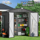 6' x 4' Metal Outdoor Storage Shed with Double Lockable Doors - Light Brown