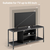 55 "L TV Stand for TVs up to 65", 65 inch TV stand with Storage Shelves for Living Room - Black