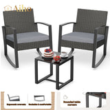 Patio Furniture Set with Coffee Table for Patio, Garden and Bistro - Grey Cushions