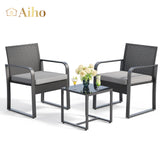 Patio Furniture Set with Coffee Table for Patio, Garden and Bistro - Gray Cushions