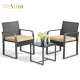 Patio Furniture Set with Coffee Table for Patio, Garden and Bistro - Beige Cushions