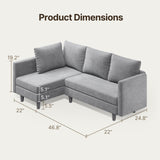 68" L L-shaped Sofa with 4 Comfortable Pillows for Living Room, Apartment, Studio, Office - Light Grey