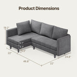 68" L L-shaped Sofa with 4 Comfortable Pillows for Living Room, Apartment, Studio, Office - Dark Grey