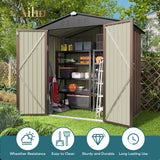 6' x 4' Metal Outdoor Storage Shed with Double Lockable Doors - Green