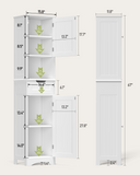 67" Bathroom Storage Cabinet with Acrylic Doors & Open Shelves, Linen Cabinet for Bathroom, Freestanding - White