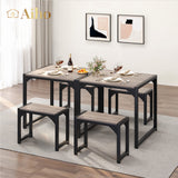 25.6" Dining Table Set for 2, Kitchen Table with 2 Stools, Dining Room Set for Small Spaces - Gray