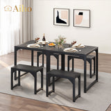 25.6" Dining Table Set for 2, Kitchen Table with 2 Stools, Dining Room Set for Small Spaces - Black