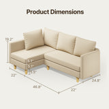 68" L L-shaped Sofa with 4 Comfortable Pillows for Living Room, Apartment, Studio, Office - Beige