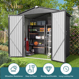 6' x 4' Metal Outdoor Storage Shed with Double Lockable Doors - Light Brown