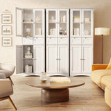 64" H Kitchen Pantry Cabinet with Glass Doors and Adjustable Shelves, Freestanding - White