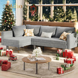 68" L L-shaped Sofa with 4 Comfortable Pillows for Living Room, Apartment, Studio, Office - Light Grey