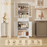 64" H Kitchen Pantry Cabinet with Glass Doors and Adjustable Shelves, Freestanding - White