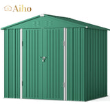 8' x 6' Metal Outdoor Storage Shed with Double Lockable Doors - Green