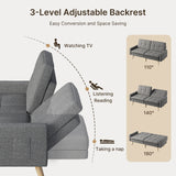 70 "L Futon, Couches and Sofas with Soft Armrest and 3 Comfortable Pillows - Deep Gray