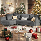 68" L L-shaped Sofa with 4 Comfortable Pillows for Living Room, Apartment, Studio, Office - Dark Grey