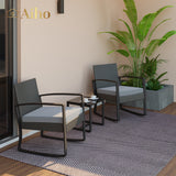 Patio Furniture Set with Coffee Table for Patio, Garden and Bistro - Grey Cushions