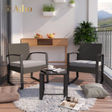 Patio Furniture Set with Coffee Table for Patio, Garden and Bistro - Grey Cushions