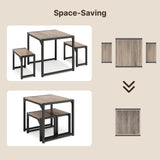 25.6" Dining Table Set for 2, Kitchen Table with 2 Stools, Dining Room Set for Small Spaces - Gray